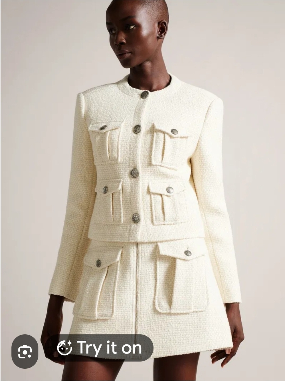 Ted Baker London Cremla Cropped Boucle Jacket Size 3/M